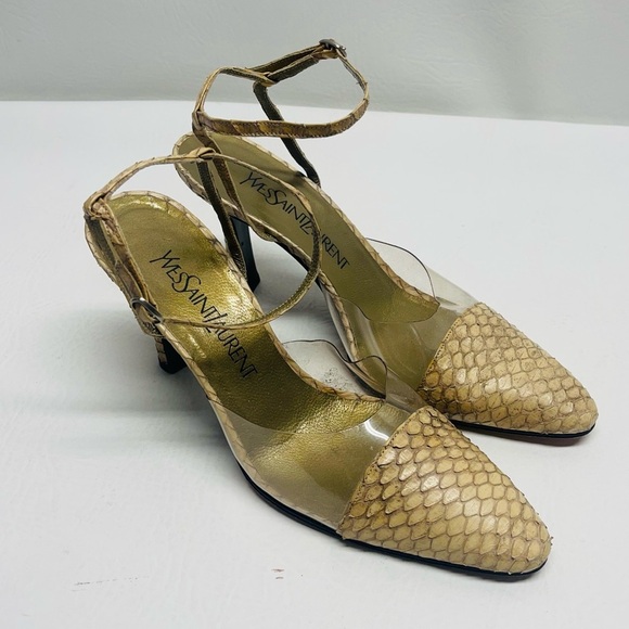 Yves Saint Laurent vintage snake print heels shoes size 7.5 - Picture 1 of 9